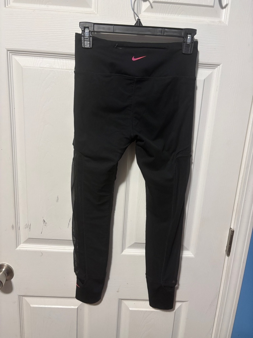 Nike Black Leggings with Pink Swoosh Accent